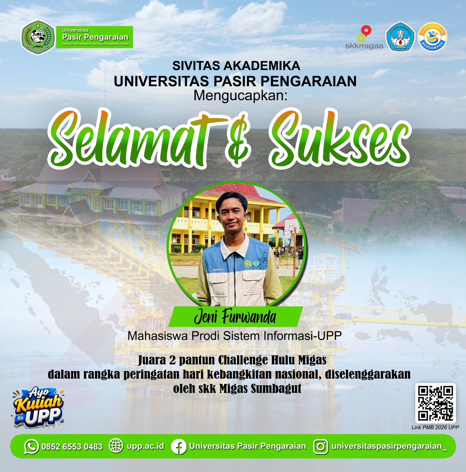Mahasiswa Sistem Informasi UPP Jeni Furwanda Raih Juara 2 Pantun Challenge Hulu MIGAS SKK SUMBAGUT